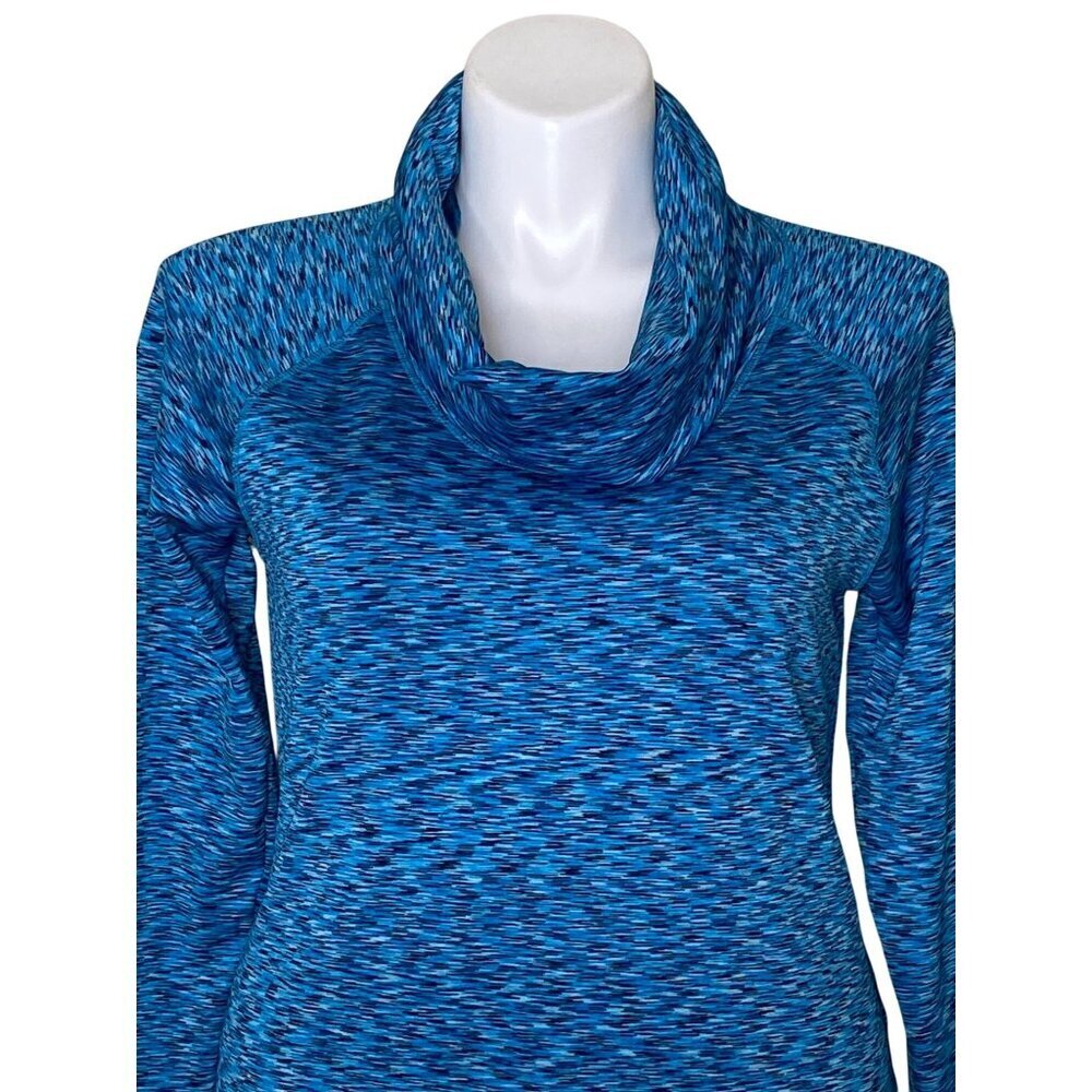 Athleta Space Dye Tranquility Fleece Pullove  Cowl Neck Top, Blue Women's Size L - Picture 2 of 10
